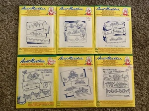 Aunt Martha's HOT IRON TRANSFERS Decorative Linens EMBROIDERY PATTERNS Lot Of 6 - Picture 1 of 7