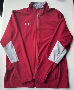 Under Armour UA Woven Loose Full Zip Jacket Medium 1293911 Red Gray UA Storm EUC - Bild 1 von 11