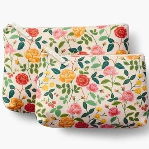 Rifle Paper Co. Zippered Pouch Set, Retail $38.00, Roses - Picture 1 of 10