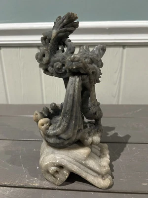 Vintage Soapstone Hand Carved Chinese Dragon - 9” - Image 1 of 4