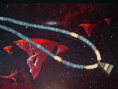 CALIFORNIA VINTAGE 1970's BEACH WEAR 18" BLUE SURFER NECKLACE -NICE! #2 - Image 1 of 2