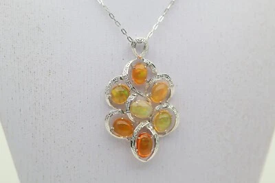 Mexican Fire Opal Diamond Gold Pendant - Image 1 of 4