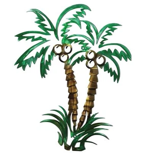 Metal Palm Tree Wall Art Tropical Wall Decor for Indoor Outdoor Garden Home - Picture 1 of 6