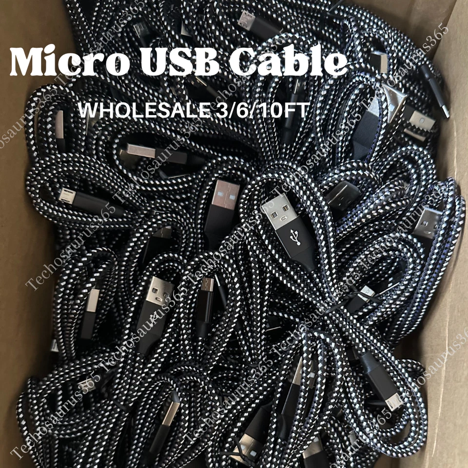 Micro USB to USB A Cable Android Charger Braided Cord For Samsung Google LG LOT - Image 1 of 4
