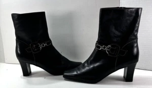 SHOE HOARDER ESTATE 90s Leather ANKLE Boots 2.75" Heel Sz8.5 M UNWORN APOSTROPHE - Picture 1 of 12