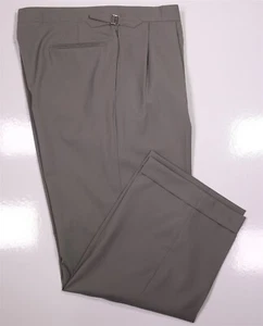 Martin Greenfield Bespoke Taupe Wool Pleated Dress Pants w/ Side Buckles 38x28 - Picture 1 of 6