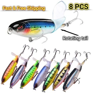 Whopper Plopper 5/8 Fishing Lures Lot Top Water SwimBaits Rotating Tail Bass 4 - Picture 1 of 11