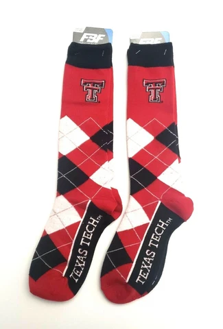 Texas Tech Red Raiders NCAA Men Argyle Logo Crew Socks Red/Black OSFM Lot of 2 Cover
