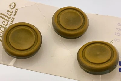 Set of 2 Vintage Wood Relief Pattern Brown Buttons .9in New Old Stock 240D - Image 1 of 4