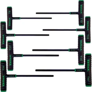 Torx Star Key Set T Handle Eklind 8 Piece T8 T40 Tool 6 in Shaft Hex Wrench - Picture 1 of 3
