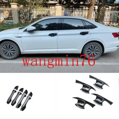 Manija de puerta de coche de fibra de carbono para Volkswagen Jetta 2019-2021 + cubierta de moldura de cuenco de puerta Foto 1 de 4