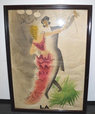 Póster original de dibujo a carbón de Paul Colin "Dream Waltz" Theater Pigalle  Foto 1 de 4