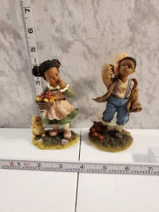 Vintage Home Interiors African American Children Picking Apples Figure  - Picture 1 of 3