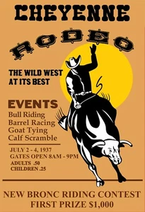Affiche rodéo Cheyenne 16x24 style cowboy western poster - - Photo 1 sur 1