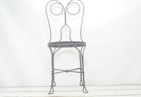 Vintage Wrought Iron Ice Cream Parlor Chair 34.5"H No Seat Cover