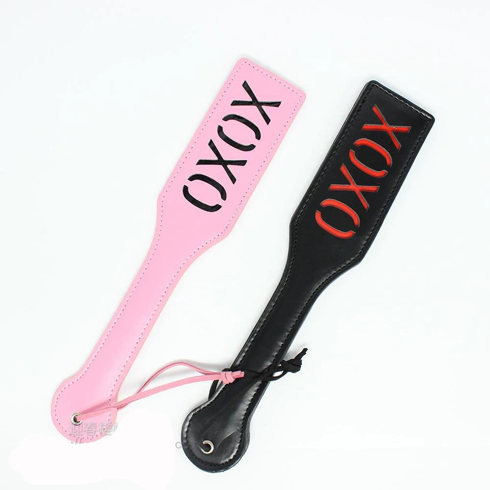 Faux Leather XOXO PADDLE Spanking Whip Adult Fancy Dress Pink or Black 1PC
