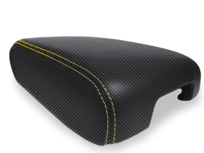 Fits 14-20 Infiniti QX60 Carbon Fiber Console Lid Armrest Cover Yellow Stitch - Image 1 of 4