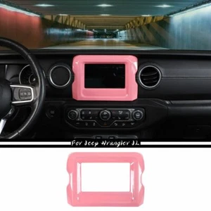 7" GPS Navigation Panel Cover Trim Frame For Jeep Wrangler JL JT 2018-2023 Pink - Picture 1 of 8