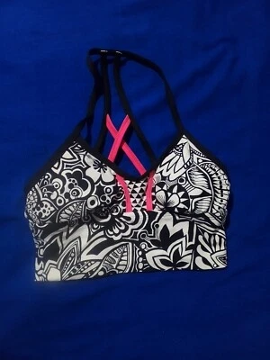 Sujetador recreativo TRINA TURK Top Talla XS Ropa deportiva Negro Blanco Floral Espalda deportiva  Foto 1 de 4