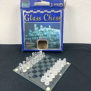 Glass Chess Set Boxed Game Clear Frosted Pieces Smoked Board Cardinal Industries