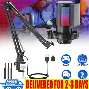 Gaming Mikrofon PC Mikrofon mit Arm RGB Podcast Streaming USB Streaming Mic DE - Bild 1 von 13