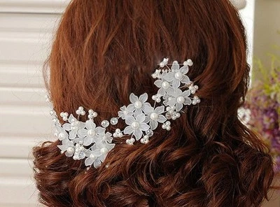 Haarnadeln Blumen Kunstperlen Hochzeit Strass Blüte Braut Haarschmuck Kommunion - Bild 1 von 3