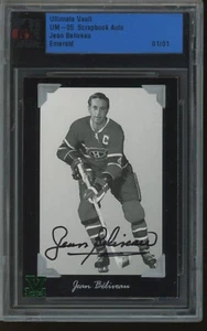 2005 ITG Ultimate Vault Hockey Jean Beliveau Scrapbook Auto Emerald 1/1 - Picture 1 of 2
