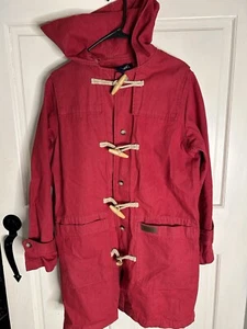Denim & Co. Women Coat Button RED Jeans , Casual Long Sleeve Medium Rain - Picture 1 of 6