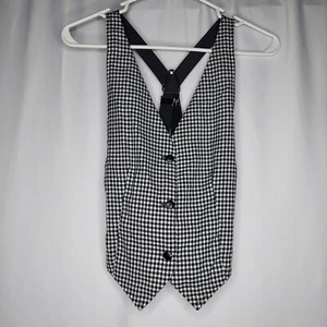 Anxiety Halter Vest Women Jr Large Gingham Button V-Neck Adjustable 90s Y2K - Picture 1 of 6