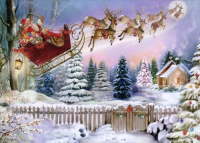 Tarjeta de felicitación de Navidad Here Comes Santa Claus Patricia Adams GLP Foto 1 de 2