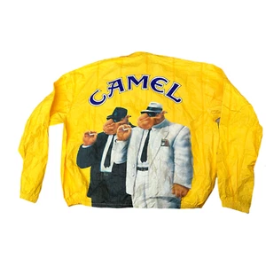 Vintage Camel Tobacco Neu XL Gelb Logo Grafik Reißverschluss Langarm Poncho Jacke - Bild 1 von 3