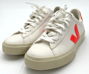 VEJA Campo Women's Size 6.5 White/Orange Leather Sneakers NIB - Picture 1 of 10