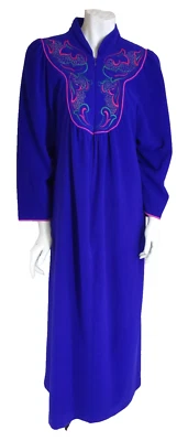 VANITY FAIR S Bata Púrpura Terciopelo Cremallera Frontal Bordado Abrigo De Colección Años 80 Foto 1 de 4