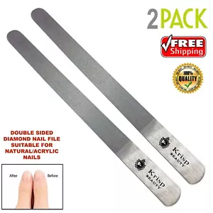DOUBLE DUAL SIDED STAINLESS STEEL METAL NAIL FILE MANICURE PEDICURE SPA TOOL 2X - Picture 1 of 5