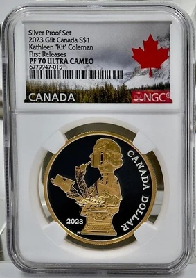 2023 Canada $1 Kathleen Kit Coleman Gilt Silver Dollar NGC PF70UCAM Journalist - Image 1 of 2