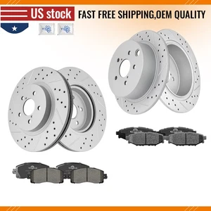 Rotores de disco perforados delanteros traseros pastillas de freno de cerámica para Subaru Impreza Crosstrek - Imagen 1 de 6
