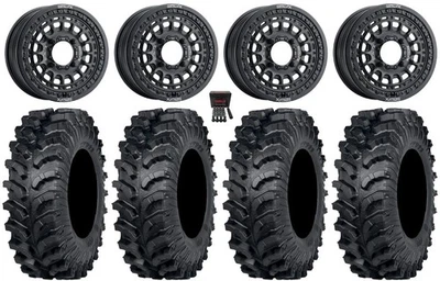 Metal FX Hitman Beadlock 15" Wheels Black 34" MT911 Tires Kawasaki Mule Pro FXT Foto 1 de 4