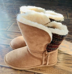 Bearpaw Women's Maggie Suede Winter Boots Sz7 Tan Suede Wool NWT - Picture 1 of 9