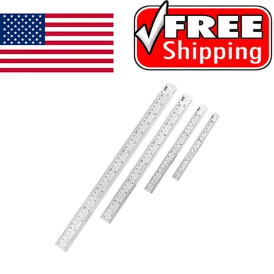 Stainless Steel Ruler Metal Straight Edge Measuring Tool Set Of 46/8/12/1... - Image 1 of 4