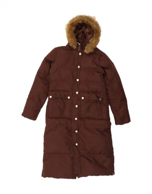 DKNY Womens Hooded Padded Coat UK 10 Small Brown Polyester CA09 - Image 1 of 3