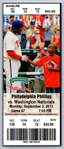 9/2/2013 Washington Nationals @ Philadelphia Phillies Papelbon Save Ticket Stub - Picture 1 of 2