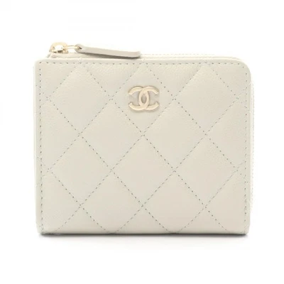 CHANEL Matelasse Zippy round wallet leather Grained calfskin Gray Used Women GHW - Image 1 of 4