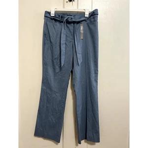 NWT Loft Light Blue Curvy Trouser Pant Size 8 Bootcut Tie Belt Professional - Picture 1 of 9