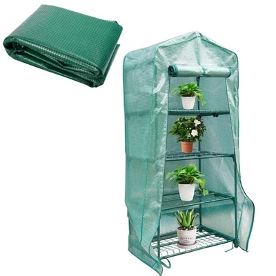 4 Tier Greenhouse Cover, 63" x 27.2" x 19.3" PE Plant Greenhouse Cover with R... - Image 1 of 4
