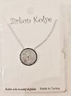 Zirkon Kolye Pendant Necklace ~Black & Clear Stones ~Turkey ~Silver Color ~Nip