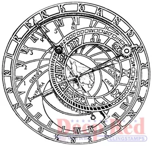 Francobolli rosso intenso orologio astronomico gomma timbro aggrappato - Foto 1 di 3