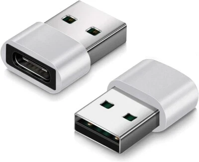USB C Female to USB Male Adapter Type C to USB USB-C to A Converter- 2Pk, Silver - Image 1 of 4
