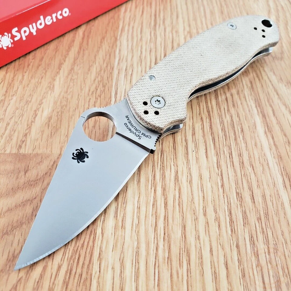 Spyderco Para 3 Compression 3" Cru-Wear Brown Micarta Folding Knife C223MPCW