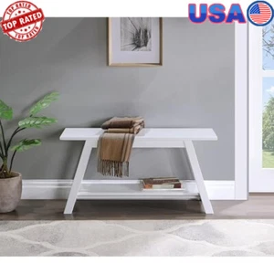 Minimalist Farmhouse Bench Solid Wood Storage Shelf Entryway Furniture New - Picture 1 of 5