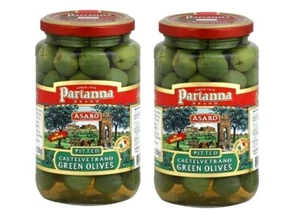 Partanna Castelvetrano Pitted Green Olives 2 Glass Jars Net Wt Jar 9 oz each. - Picture 1 of 9